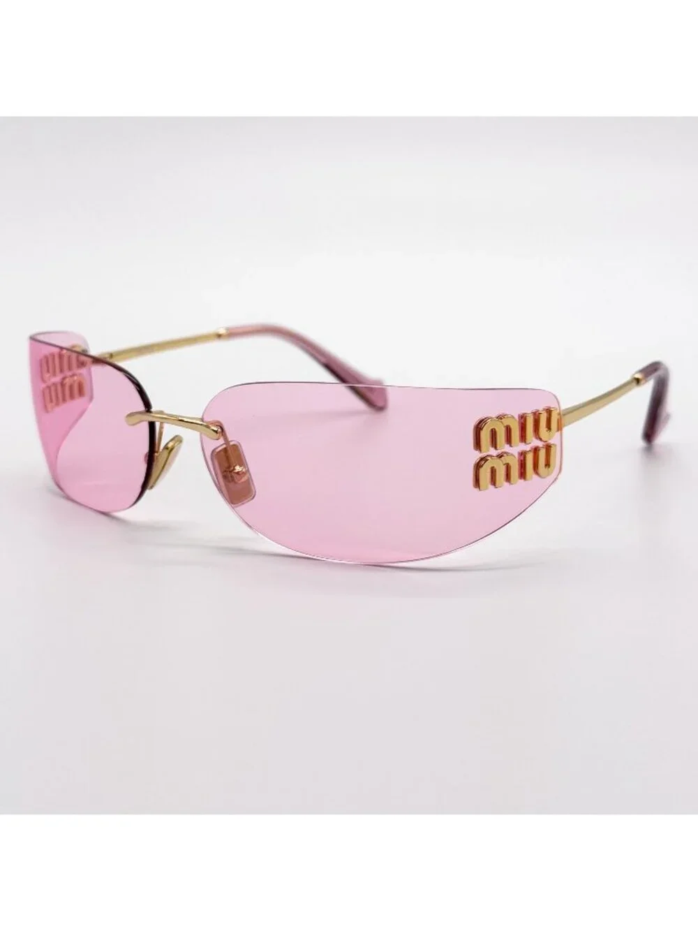New Miu Miu MU A51S Gold Pink Shield Sunglasses MUA51S 5AK90Y
